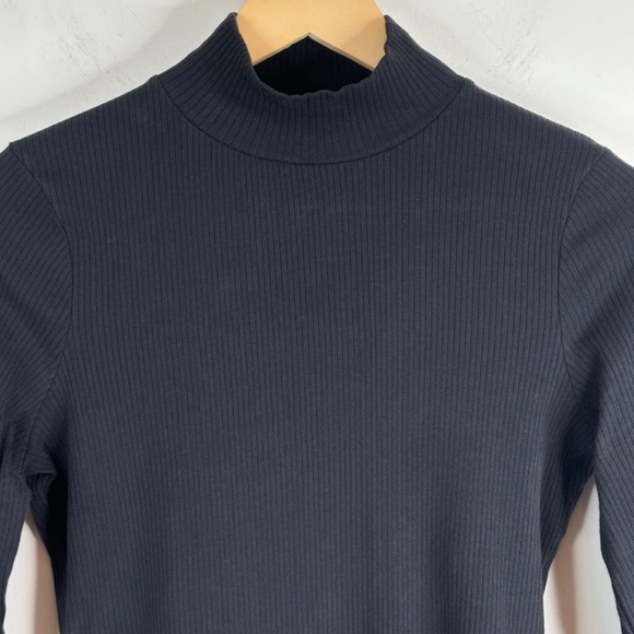 Maeve Anthropologie Black Ribbed Mock neck Turtleneck S Long Sleeve Stretch 90s - Picture 2 of 9
